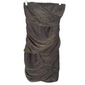 City Triangles Gray Gold Strapless Mini Prom Formal Dress New Years Eve Size Med